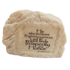Vintage Spiritual Rock Scripture Proverbs 21:21 Brown Small Collectible Holy